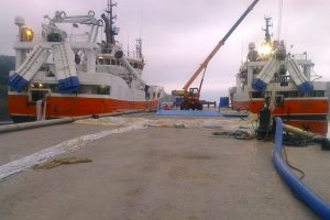 Former Swedish pair team Tor-On and Torland are now fishing for their Russian owners with Polar’s Jupiter trawl doors and FS Atlantica trawls - @ Fiskerforum