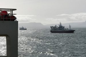 Pelagic vessels sitting out the storm in Donegal Bay. Image: SVN/Tómas Kárason - @ Fiskerforum