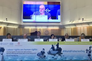 Europêche spokesman on social affairs Ment van der Zwan speaking on the occasion of the World Fisheries Day. Image: Europêche - @ Fiskerforum