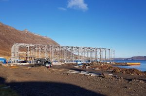 The new 2600 square metre net loft taking shape at Neskaupstaður. Image: Fjarðarnet - @ Fiskerforum