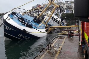 Fire crews pumped out Brixham beam trawler Jordan A - @ Fiskerforum