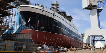 Latest supertrawler hits the water at St Petersburg yard