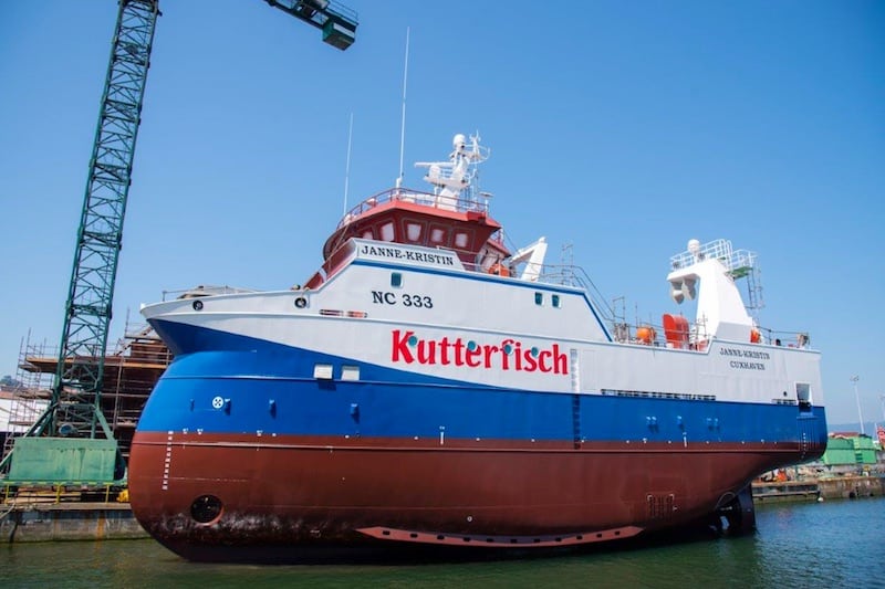The two Kutterfisch fresher trawlers are being built at Nodosa in Spain. Image: Atlantic shipping - @ Fiskerforum
