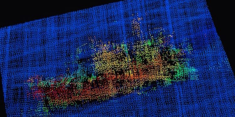 A 3-D image from Fairweather’s multi-beam sonar showing the wreck of the Destination - @ Fiskerforum