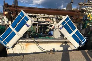 The Poseidon doors tested on Port de Roses can be easily adjusted for shrimp and groundfish gear - @ Fiskerforum