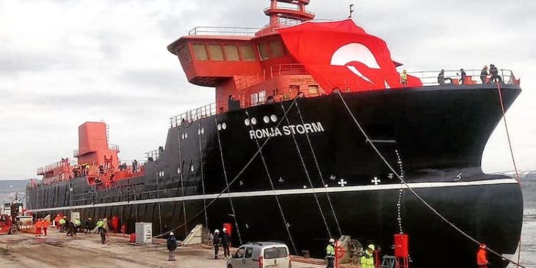 Ronja Storm is expected to arrive in Tasmania by November. Image: Cemre Shipyard - @ Fiskerforum