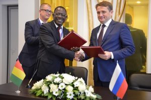 Ilya Shestakov and Frederic Lois signed the Russia-Guinea co-operation agreement at the International Fishery Forum and Exhibition in St Petersburg. Image: Rosrybolovstvo - @ Fiskerforum