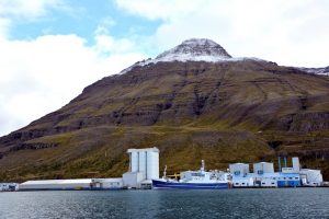 Síldarvinnslan’s Seyðisfjörður fishmeal plant is located below the Strandartindur mountain - @ Fiskerforum