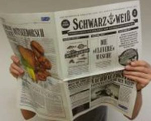 Sustainable Seafood Week Germany.  Photo: News paper  called In black and white - MSC - @ Fiskerforum