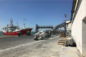 The Cap Blanc Pélagique (CBP) factory established in Mauritania by Cornelis Vrolijk receives landings from its own fishing vessel. Image: Cornelis Vrolijk - @ Fiskerforum