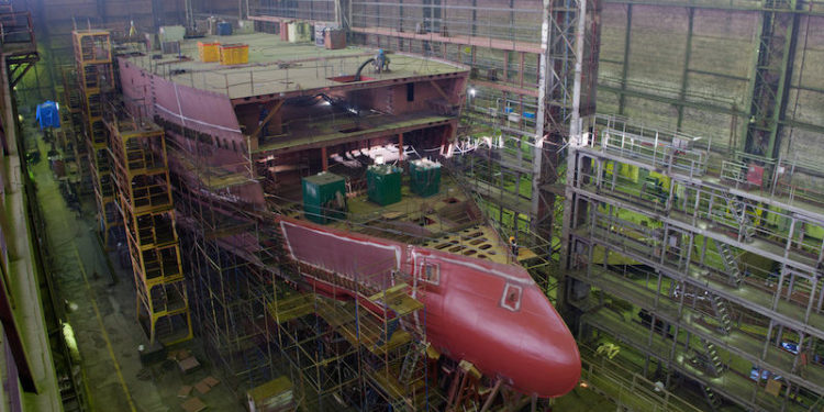 One of the new trawlers taking shape at the Vyborg Shipyard - @ Fiskerforum