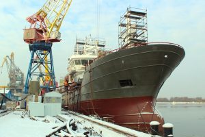 Multi-purpose fishing vessel Leninets is approaching completion at the Yantar Shipyard. Image: Yantar - @ Fiskerforum