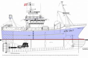 Profile drawing of the new Emilie due to be completed at the Jobi Yard - @ Fiskerforum