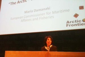 Commissioner Damanaki presenting the EU policy towards the Arctic in Tromsø.  Photo: Commissioner Maria Damanaki - EU - @ Fiskerforum