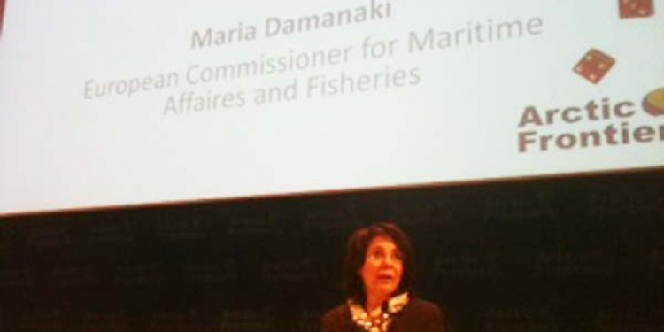 Commissioner Damanaki presenting the EU policy towards the Arctic in Tromsø.  Photo: Commissioner Maria Damanaki - EU - @ Fiskerforum